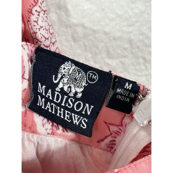 Madison Mathews Maxi Dress Women’s Size M Pink Sleeveless Floral Cotton VNeck - Picture 9 of 14